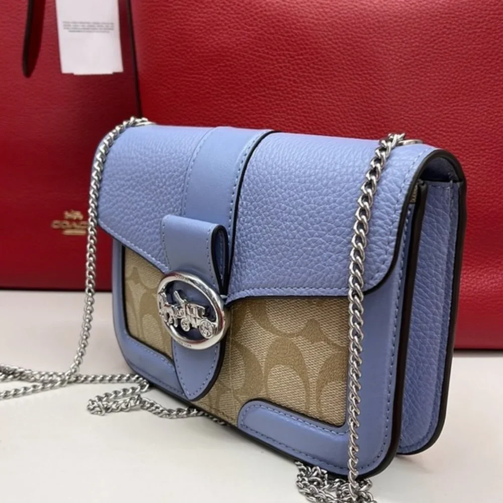 Coach Georgie Crossbody In Signature Canvas Light Khaki / Marble Blue - Picture 5 of 16